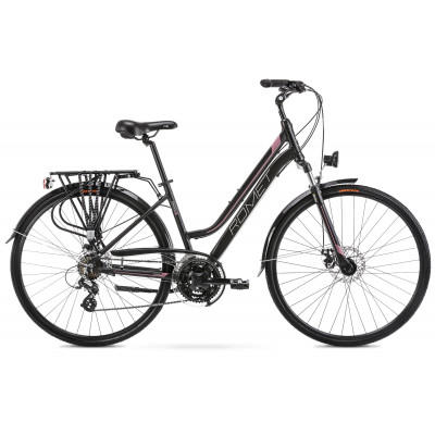 Trekingový bicykel 28" Romet Gazela čierno-ružový hliníkový 17"